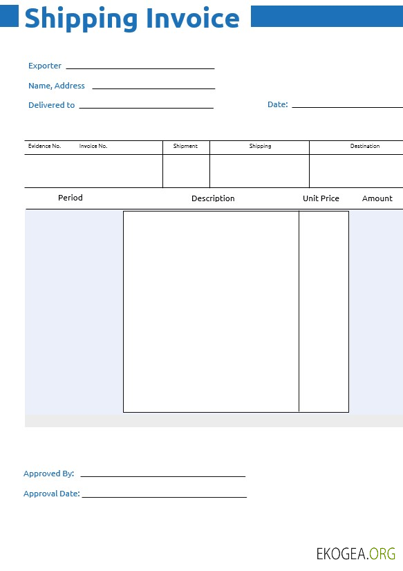 Modèle de facture d'expédition commerciale